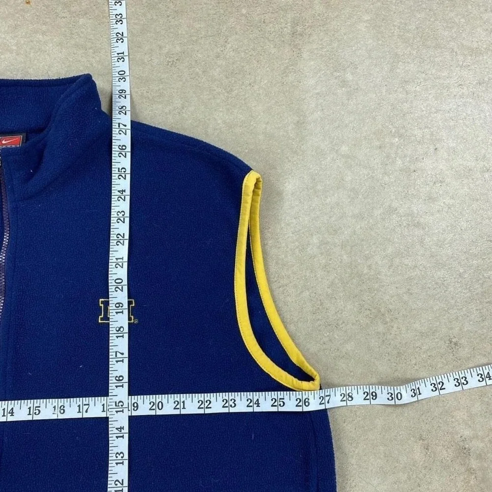 Vintage 90s Nike Michigan Wolverines Vest Size XL Blue‎ Fleece Full Zip Jacket